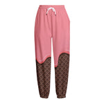 Strawberry Ice Cream Melted Print Fleece Lined Knit Pants