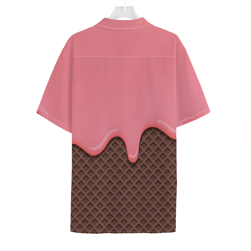 Strawberry Ice Cream Melted Print Hawaiian Shirt