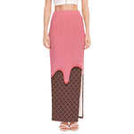 Strawberry Ice Cream Melted Print High Slit Maxi Skirt