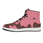 Strawberry Ice Cream Melted Print High Top Leather Sneakers