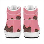 Strawberry Ice Cream Melted Print High Top Leather Sneakers