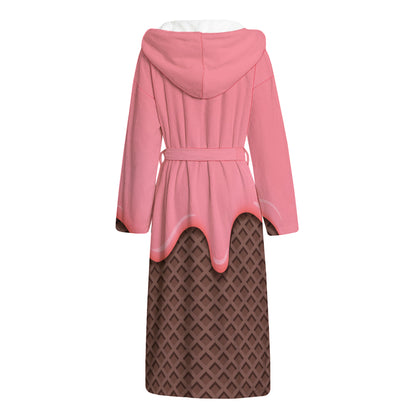 Strawberry Ice Cream Melted Print Hooded Bathrobe