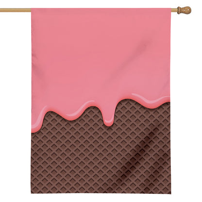 Strawberry Ice Cream Melted Print House Flag