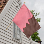 Strawberry Ice Cream Melted Print House Flag