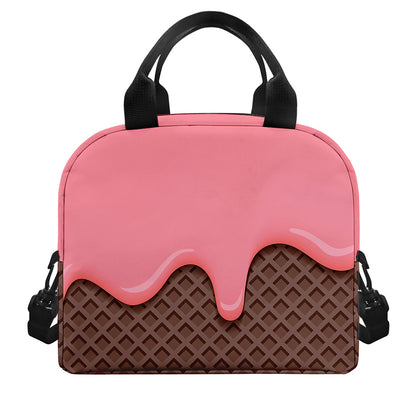 Strawberry Ice Cream Melted Print Insulated Lunch Bag