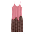 Strawberry Ice Cream Melted Print Jersey Midi Cami Dress