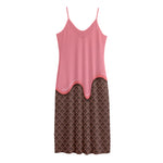 Strawberry Ice Cream Melted Print Jersey Midi Cami Dress