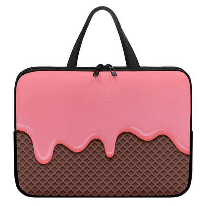Strawberry Ice Cream Melted Print Laptop Sleeve With Handle