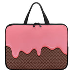 Strawberry Ice Cream Melted Print Laptop Sleeve With Handle