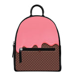 Strawberry Ice Cream Melted Print Leather Backpack