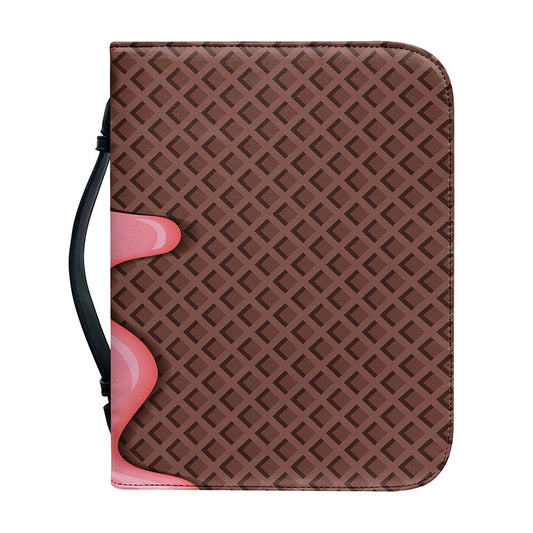 Strawberry Ice Cream Melted Print Leather Bible Cover