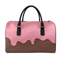 Strawberry Ice Cream Melted Print Leather Duffel Bag