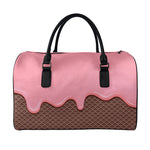 Strawberry Ice Cream Melted Print Leather Duffle Bag