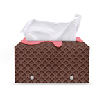 Strawberry Ice Cream Melted Print Leather Tissue Box Cover