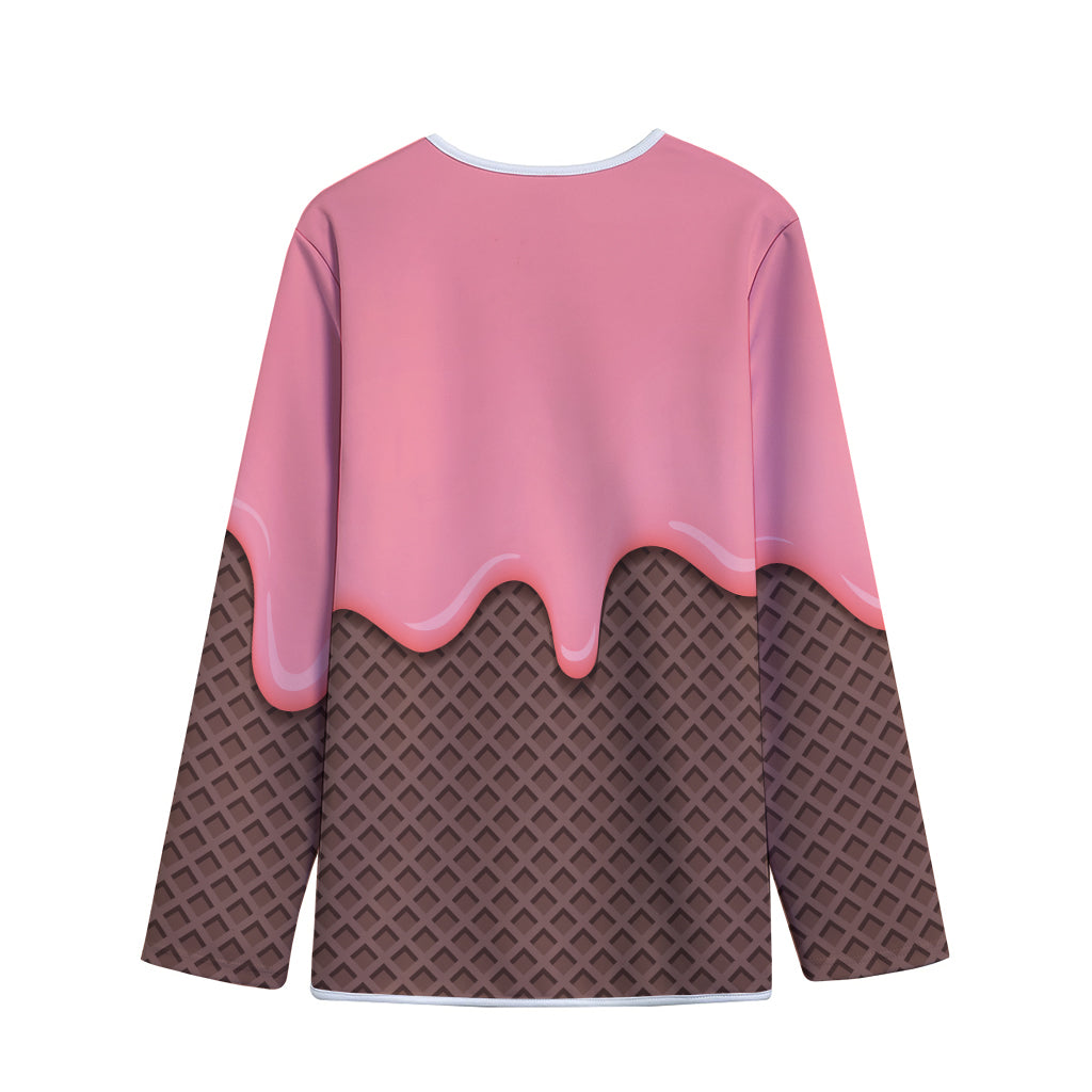 Strawberry Ice Cream Melted Print Long Sleeve Short Coat