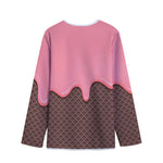 Strawberry Ice Cream Melted Print Long Sleeve Short Coat