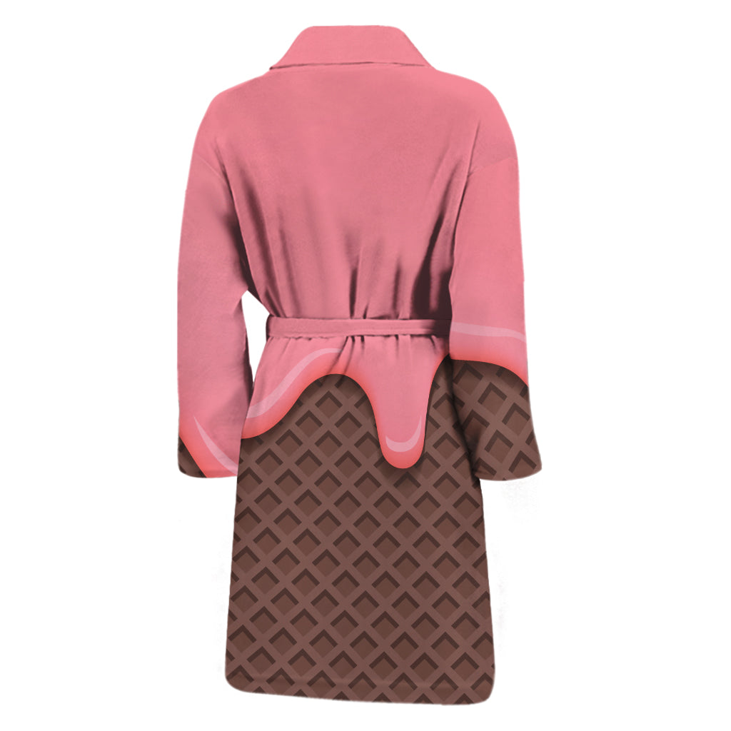 Strawberry Ice Cream Melted Print Men's Bathrobe