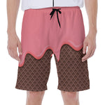 Strawberry Ice Cream Melted Print Men's Beach Shorts