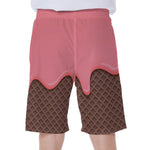 Strawberry Ice Cream Melted Print Men's Beach Shorts