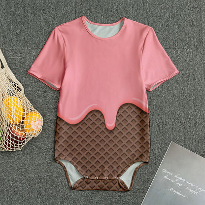 Strawberry Ice Cream Melted Print Men's Bodysuit