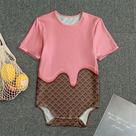 Strawberry Ice Cream Melted Print Men's Bodysuit