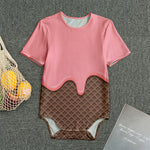 Strawberry Ice Cream Melted Print Men's Bodysuit