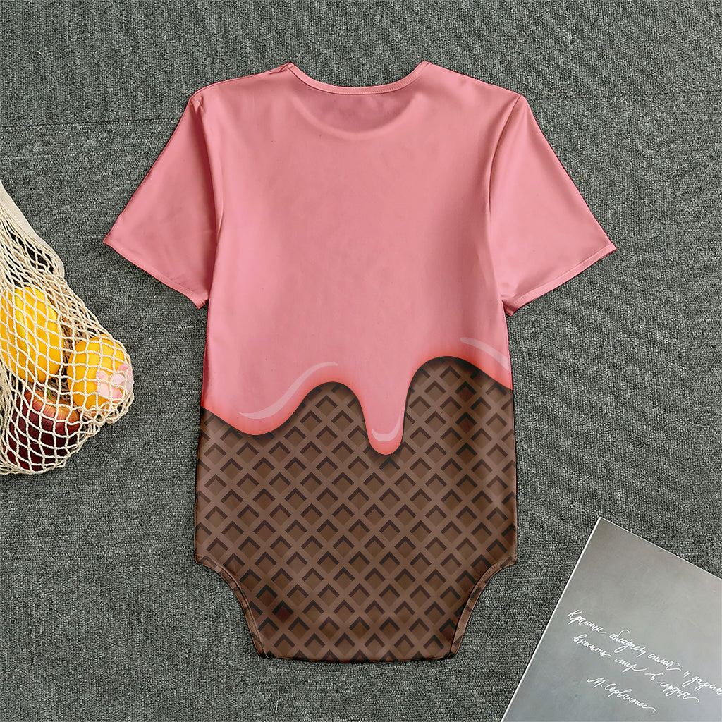 Strawberry Ice Cream Melted Print Men's Bodysuit