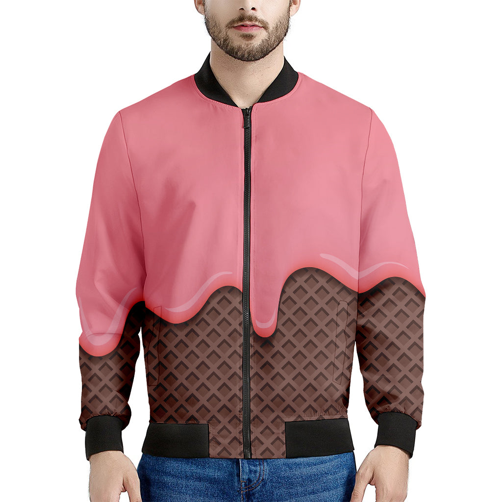 Strawberry Ice Cream Melted Print Men's Bomber Jacket