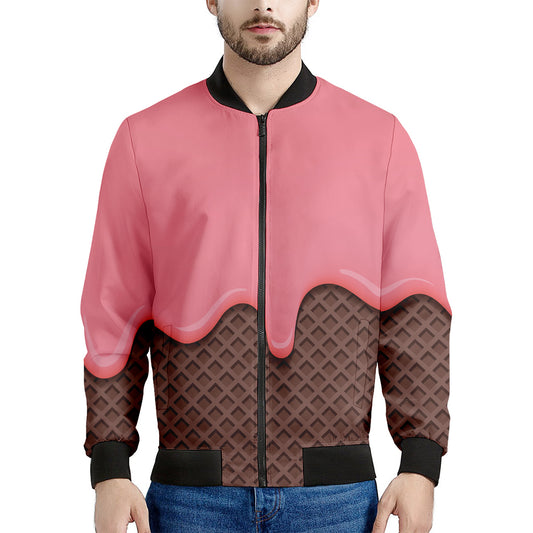 Strawberry Ice Cream Melted Print Men's Bomber Jacket