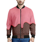 Strawberry Ice Cream Melted Print Men's Bomber Jacket