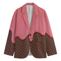 Strawberry Ice Cream Melted Print Men's Cotton Blazer