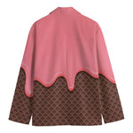 Strawberry Ice Cream Melted Print Men's Cotton Blazer