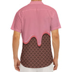 Strawberry Ice Cream Melted Print Men's Deep V-Neck Shirt