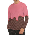 Strawberry Ice Cream Melted Print Men's Long Sleeve Rash Guard