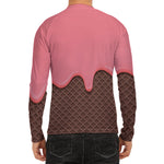 Strawberry Ice Cream Melted Print Men's Long Sleeve Rash Guard