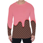 Strawberry Ice Cream Melted Print Men's Long Sleeve T-Shirt