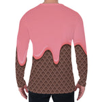 Strawberry Ice Cream Melted Print Men's Long Sleeve T-Shirt