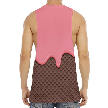 Strawberry Ice Cream Melted Print Men's Muscle Tank Top