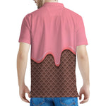 Strawberry Ice Cream Melted Print Men's Polo Shirt