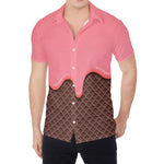 Strawberry Ice Cream Melted Print Men's Shirt