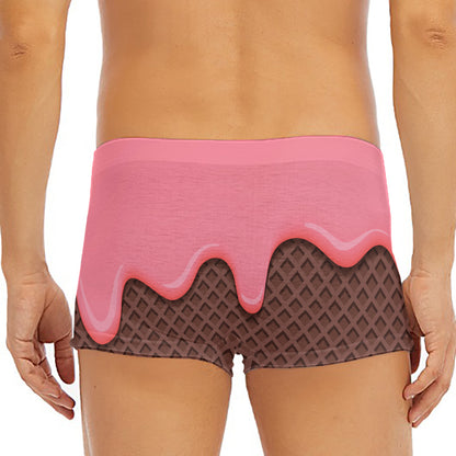 Strawberry Ice Cream Melted Print Men's Short Boxer Briefs