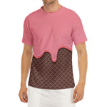 Strawberry Ice Cream Melted Print Men's Short Sleeve Rash Guard