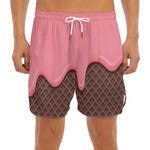 Strawberry Ice Cream Melted Print Men's Split Running Shorts