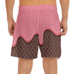 Strawberry Ice Cream Melted Print Men's Split Running Shorts