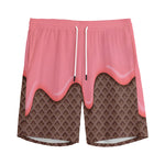 Strawberry Ice Cream Melted Print Men's Sports Shorts