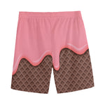 Strawberry Ice Cream Melted Print Men's Sports Shorts