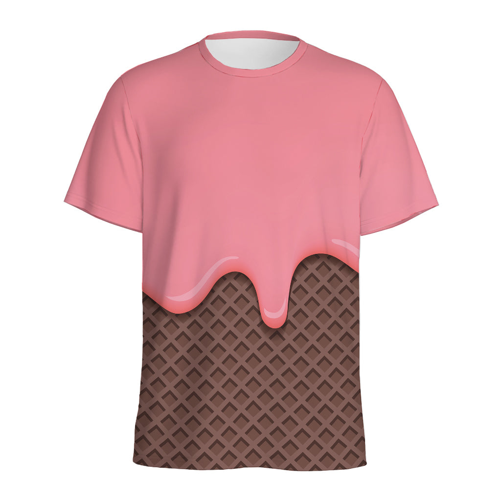 Strawberry Ice Cream Melted Print Men's Sports T-Shirt
