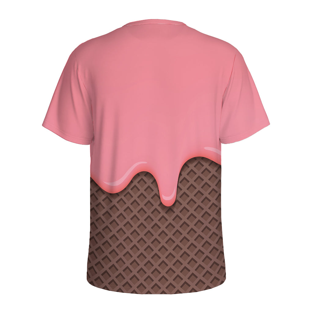 Strawberry Ice Cream Melted Print Men's Sports T-Shirt