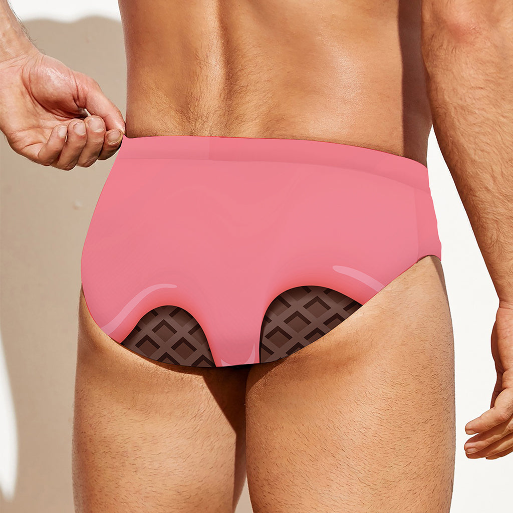 Strawberry Ice Cream Melted Print Men's Swim Briefs