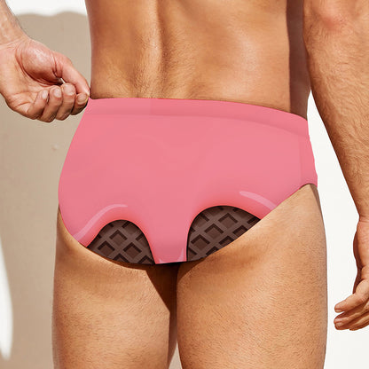 Strawberry Ice Cream Melted Print Men's Swim Briefs